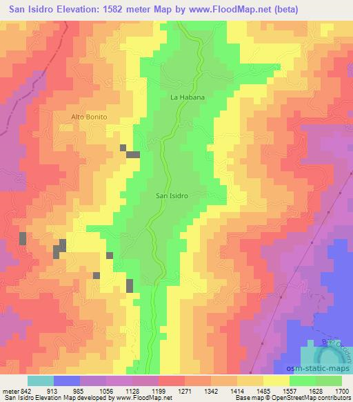 San Isidro,Colombia Elevation Map