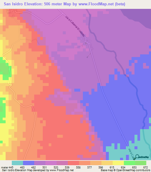 San Isidro,Colombia Elevation Map