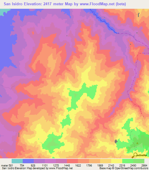 San Isidro,Colombia Elevation Map