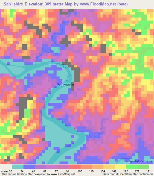 San Isidro,Colombia Elevation Map