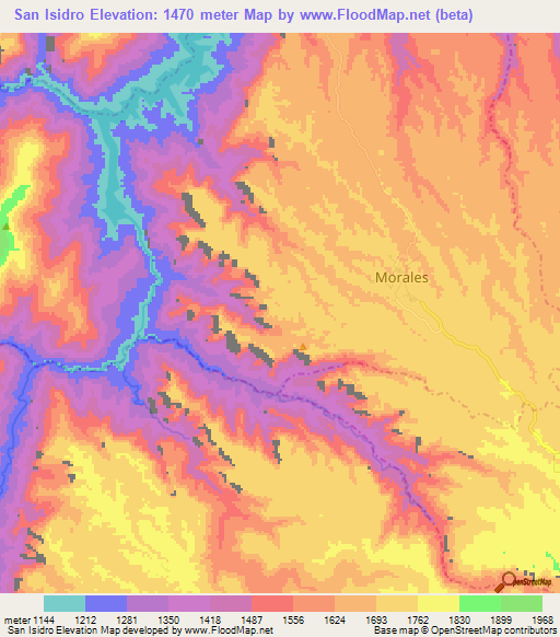 San Isidro,Colombia Elevation Map