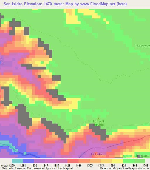 San Isidro,Colombia Elevation Map