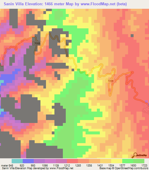 Sanin Villa,Colombia Elevation Map