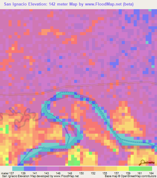 San Ignacio,Colombia Elevation Map