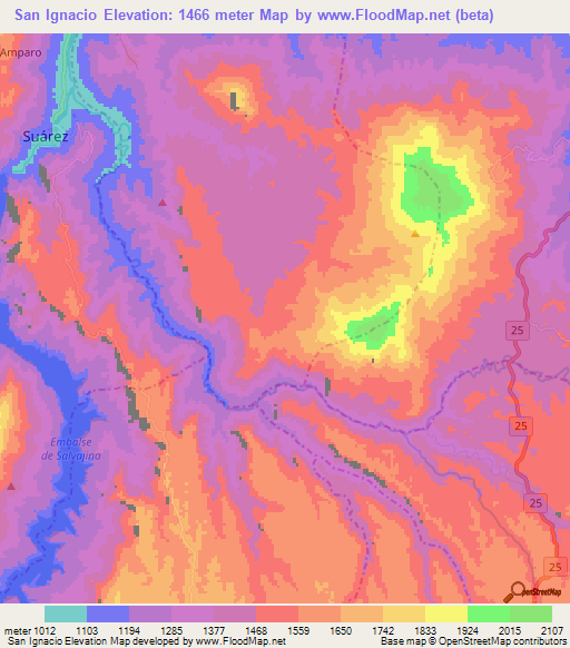 San Ignacio,Colombia Elevation Map