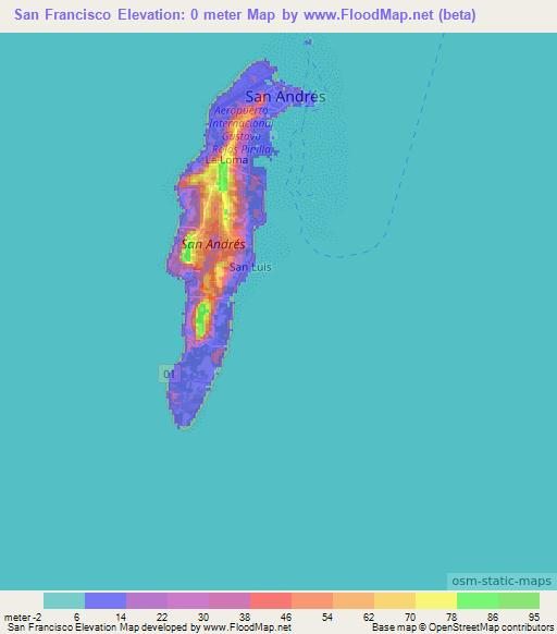 San Francisco,Colombia Elevation Map