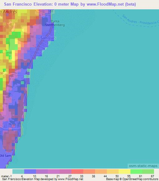 San Francisco,Colombia Elevation Map