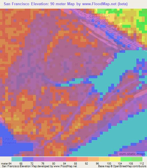 San Francisco,Colombia Elevation Map