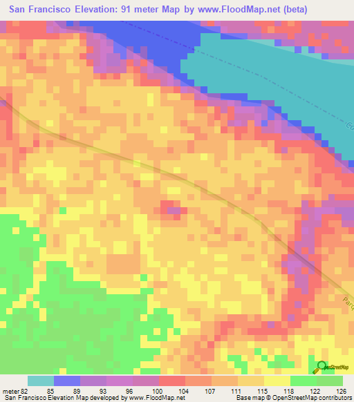 San Francisco,Colombia Elevation Map