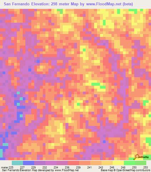 San Fernando,Colombia Elevation Map