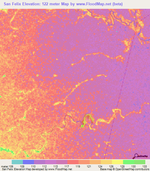 San Felix,Colombia Elevation Map