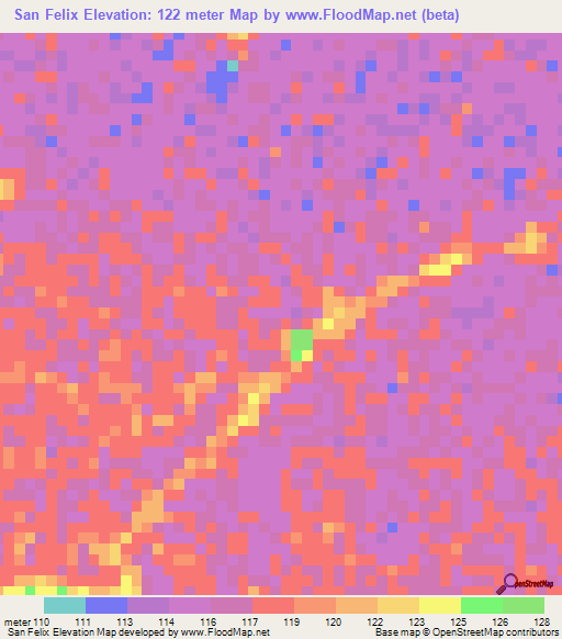 San Felix,Colombia Elevation Map