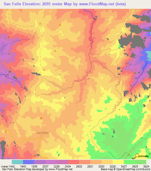 San Felix,Colombia Elevation Map