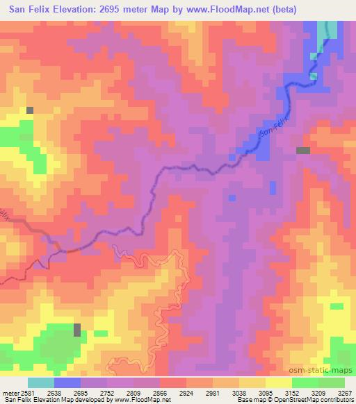 San Felix,Colombia Elevation Map