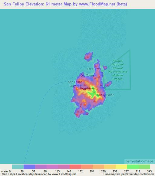 San Felipe,Colombia Elevation Map