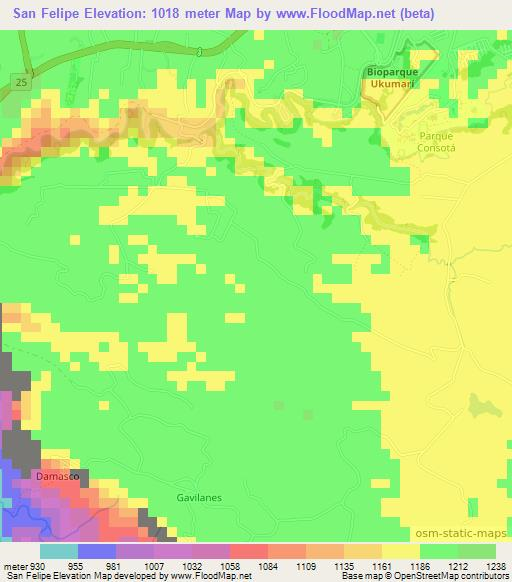 San Felipe,Colombia Elevation Map