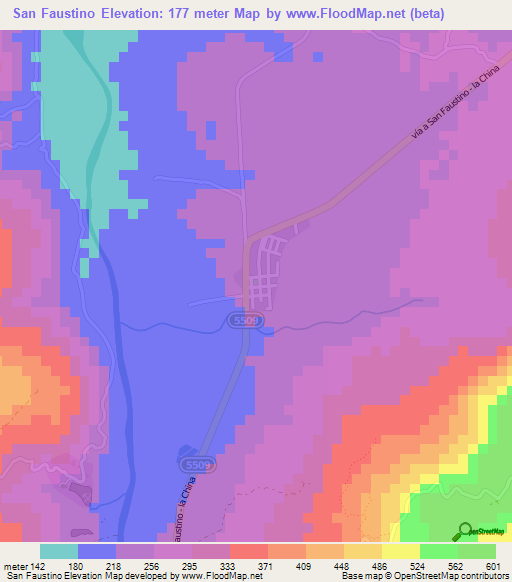 San Faustino,Colombia Elevation Map