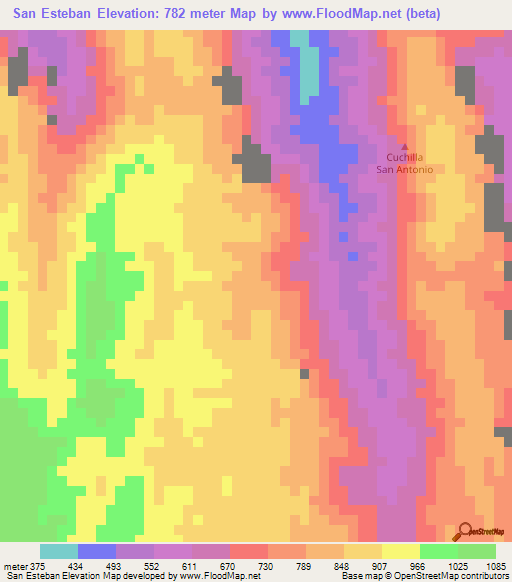 San Esteban,Colombia Elevation Map