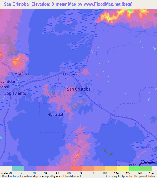 San Cristobal,Colombia Elevation Map