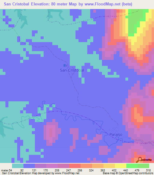 San Cristobal,Colombia Elevation Map