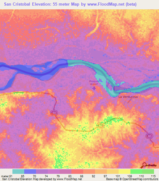 San Cristobal,Colombia Elevation Map