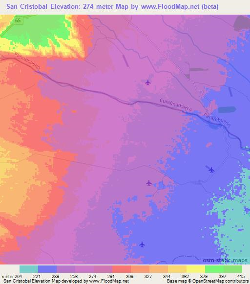 San Cristobal,Colombia Elevation Map