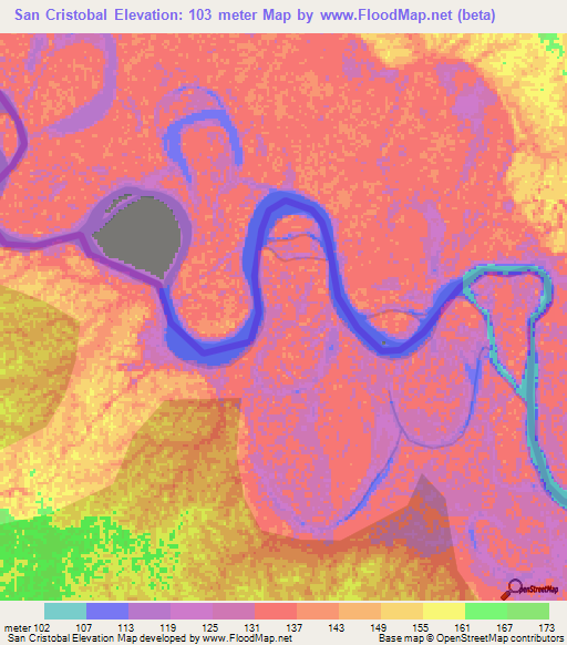 San Cristobal,Colombia Elevation Map