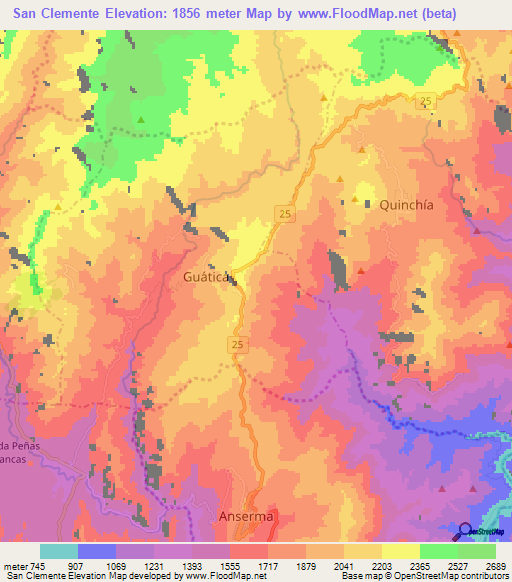 San Clemente,Colombia Elevation Map