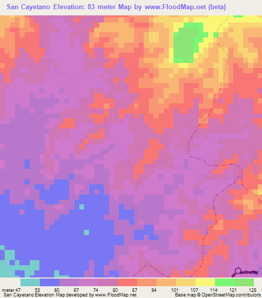 San Cayetano,Colombia Elevation Map