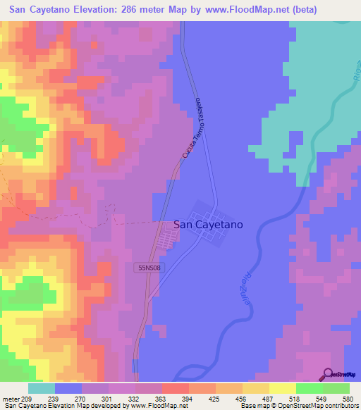 San Cayetano,Colombia Elevation Map