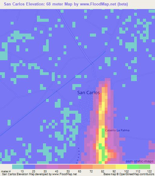 San Carlos,Colombia Elevation Map