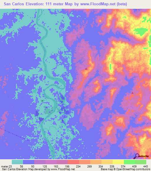 San Carlos,Colombia Elevation Map