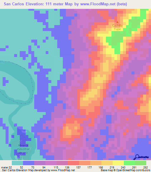 San Carlos,Colombia Elevation Map