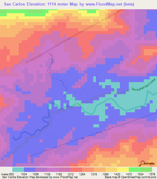 San Carlos,Colombia Elevation Map