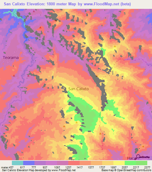 San Calixto,Colombia Elevation Map