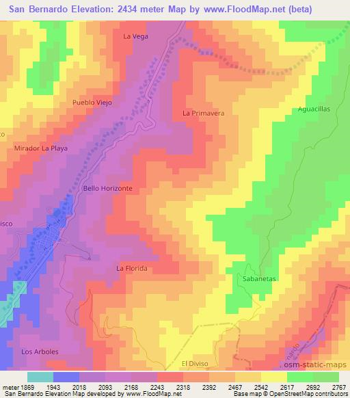 San Bernardo,Colombia Elevation Map