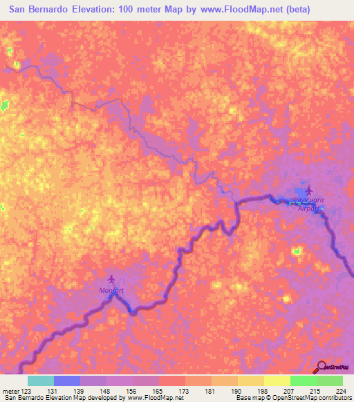 San Bernardo,Colombia Elevation Map