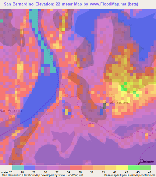 San Bernardino,Colombia Elevation Map