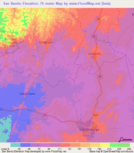 San Benito,Colombia Elevation Map