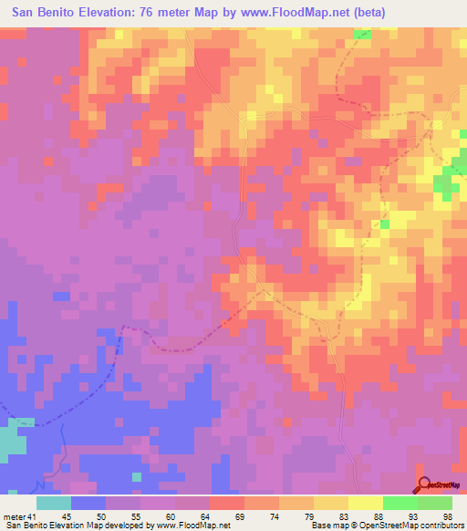 San Benito,Colombia Elevation Map