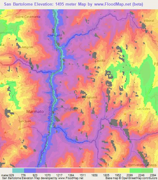 San Bartolome,Colombia Elevation Map