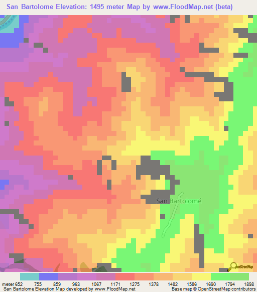 San Bartolome,Colombia Elevation Map