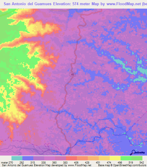 San Antonio del Guamues,Colombia Elevation Map