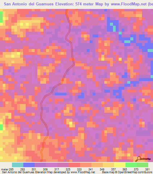 San Antonio del Guamues,Colombia Elevation Map