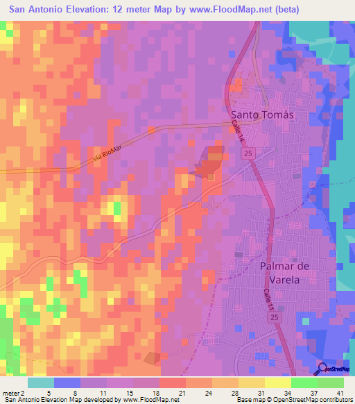 San Antonio,Colombia Elevation Map