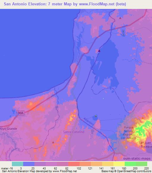 San Antonio,Colombia Elevation Map