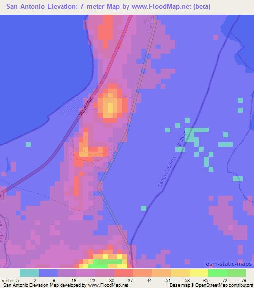 San Antonio,Colombia Elevation Map