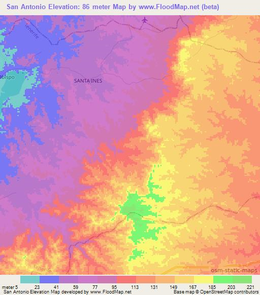 San Antonio,Colombia Elevation Map