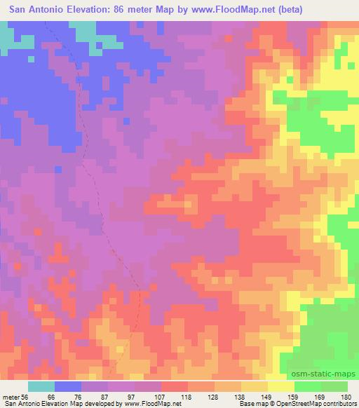 San Antonio,Colombia Elevation Map