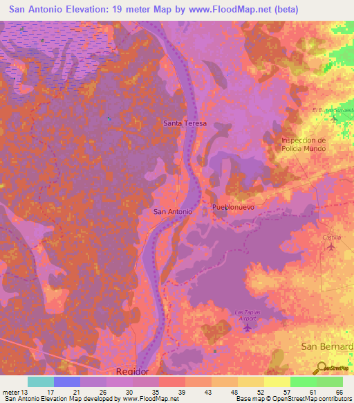 San Antonio,Colombia Elevation Map